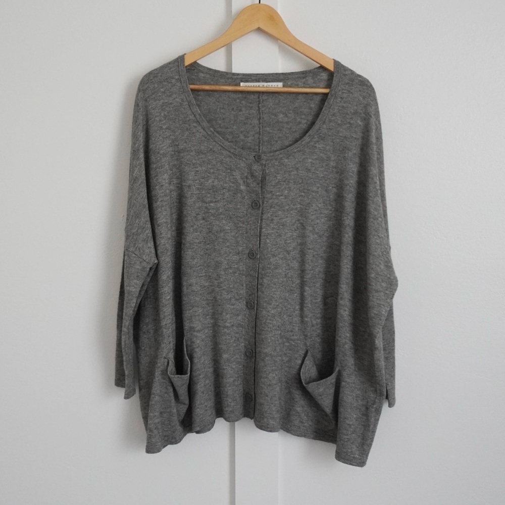 Susana Monaco Grey Oversized Knit Cardigan Sweater